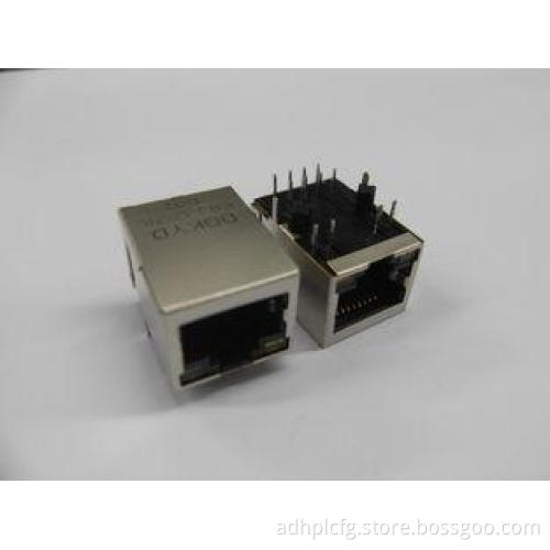 PBT Black Magnetic RJ45 Jack, 10/100base Tab Down Shield RJ